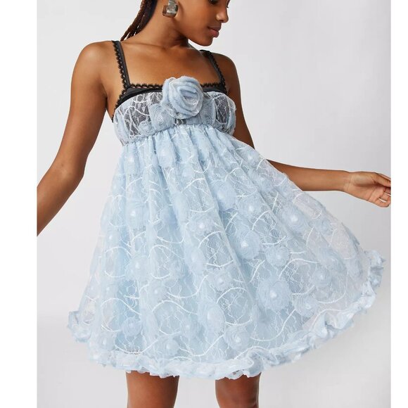NWT FOR LOVE AND LEMONS NIA BLUE MINI DRESS SIZE S - Picture 1 of 8